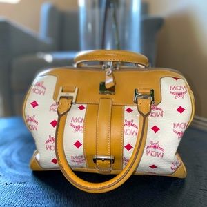 MCM Boston Small (Pink+Cream)